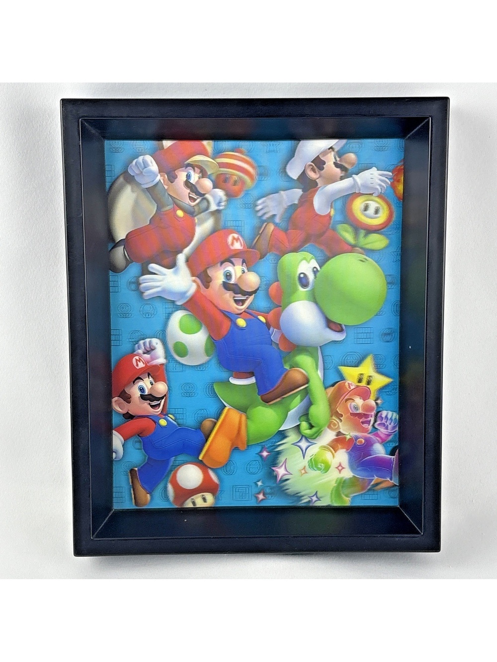 Super Mario/Yoshi Nintendo 3D Lenticular Shadow Box Picture 8"x10" Framed